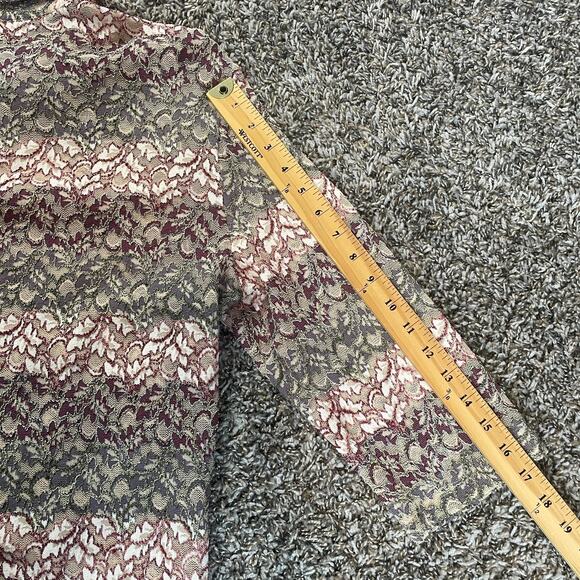 Y2K Top Womens Size XL Pink Striped Sheer Lace Stretch Fairy Whimsigoth Coquette - Picture 11 of 11